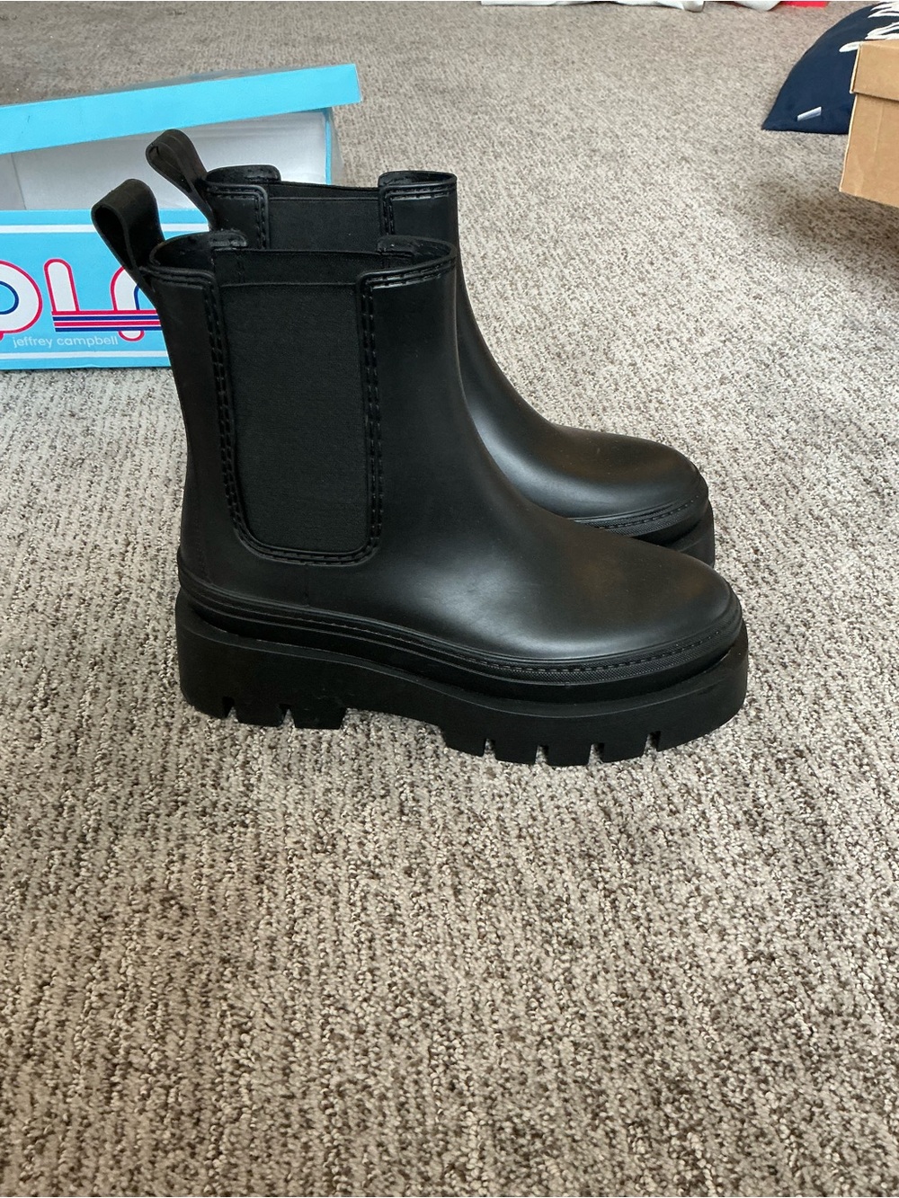 Jeffrey Campbell Black Platform Chelsea Combat Boots